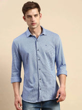 Men Navy Geometrical Casual Shirt-LUCASKNITS-4595-Navyblue